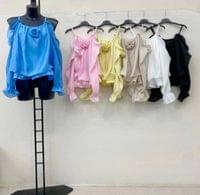 Ефирна блуза  с голи рамене в различни цветове - 1