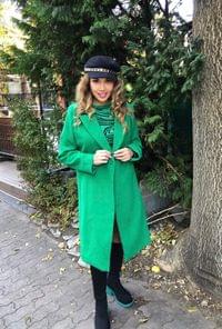 Дълго манто в зелен цвят - 1