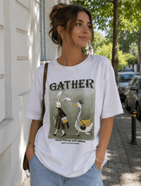 Тениска “Gather” с дизайнерски артистичен принт - 1
