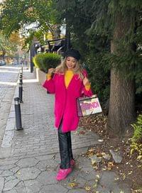 Кашмирено палто/жилетка в цикламен цвят - 2