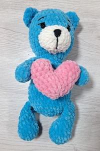 Ръчноплетено мече в син цвят - 2