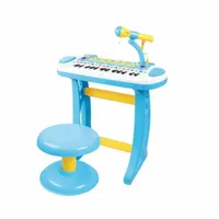 BAOLI Розово/ синьо пиано 2в1 със столче и микрофон MELODY - 1