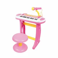 BAOLI Розово/ синьо пиано 2в1 със столче и микрофон MELODY - 0