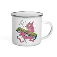 Емайлирано канче "Музикална котка" - small - 3