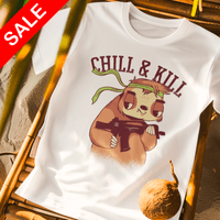 Мъжка тениска: "Chill &amp; Kill" (бял) L - small - 0