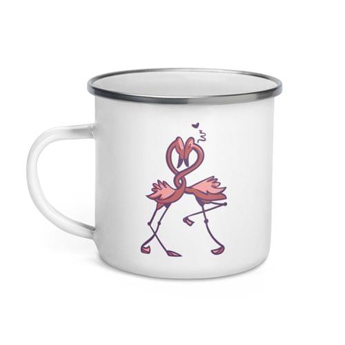 Емайлирано канче "Влюбени фламинго" - 2