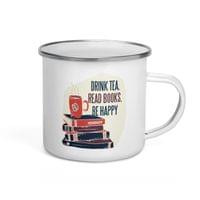 Емайлирано канче "Read Books, Be Happy" - small - 3