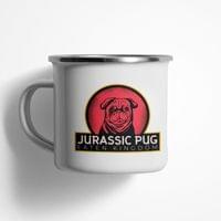 Емайлирано канче "Jurassic Pug" - small - 0