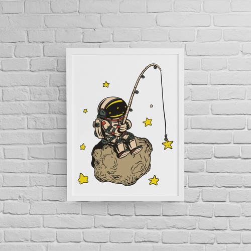 Постер с рамка &amp;quot;Astronaut Fishing&amp;quot;
