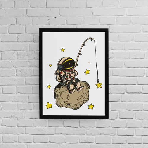 Постер с рамка &amp;quot;Astronaut Fishing&amp;quot;