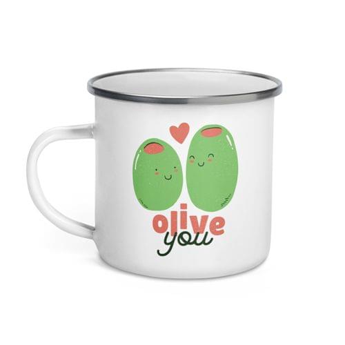 Емайлирано канче "Olive You" - 2
