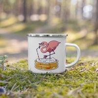 Емайлирано канче "Drinking Flamingo" - small - 4