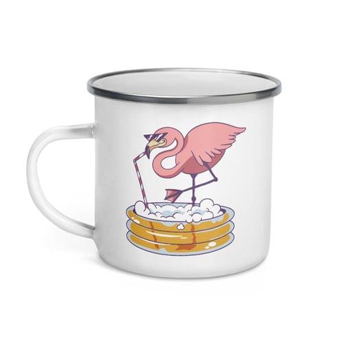 Емайлирано канче "Drinking Flamingo" - 2