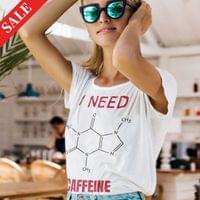 Дамска тениска "I Need Caffeine" (Бяло)S - small - 0