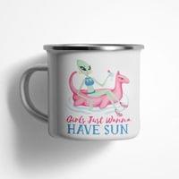 Емайлирано канче "Girls Wanna Sun" - small - 0