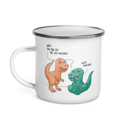 Емайлирано канче "T-Rex и последният еднорог" - 2