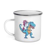 Емайлирано канче "Еднорог и T-Rex" - small - 1