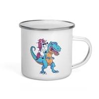 Емайлирано канче "Еднорог и T-Rex" - small - 3