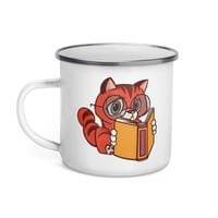 Емайлирано канче "Четящо коте" - small - 2
