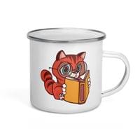 Емайлирано канче "Четящо коте" - small - 4