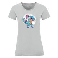 Тениска "Еднорог и T-Rex" (дамска) - small - 2