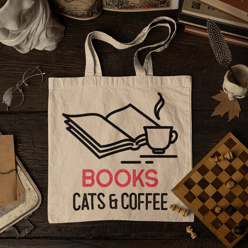 Eко чанта &amp;quot;Books cat and coffee&amp;quot; - 1