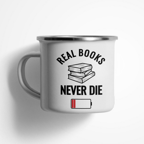 Емайлирано канче &amp;quot;Books Never Die&amp;quot; - 1