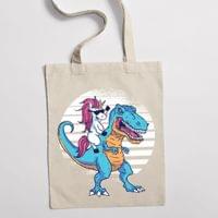Eко чанта "Еднорог и T-Rex" - small - 1