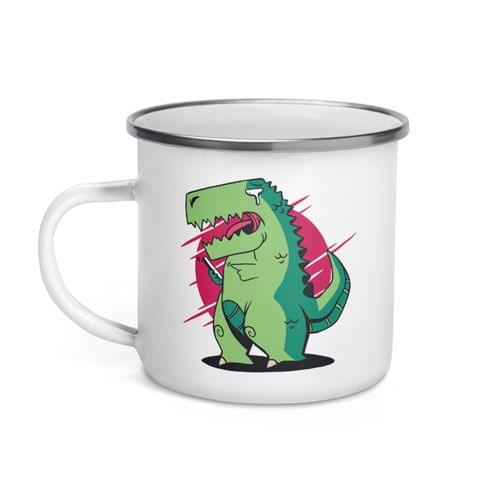 Емайлирано канче "T-Rex и смартфон" - 2