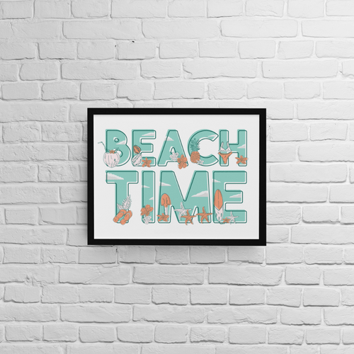 Постер с рамка &amp;quot;Beach Time&amp;quot;