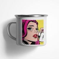 Емайлирано канче "Pop Art Girl" - small - 0