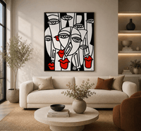 Абстрактна картина &amp;quot;Cubist Faces&amp;quot;– ръчно рисувана с акрил... - 2