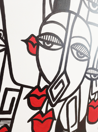 Абстрактна картина &amp;quot;Cubist Faces&amp;quot;– ръчно рисувана с акрил... - 3