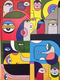 Абстрактна картина &amp;quot;Many Faces, One Soul&amp;quot;– ръчно рисувана... - 4