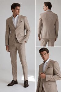 Елегантен мъжки костюм STYLER Premium Beige – 2 части - small - 0