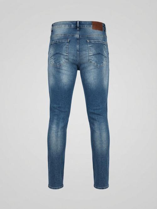 Мъжки дънки Slim Fit с ефект на изтъркване - 2