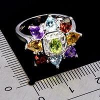 Пръстен с перидот,гранат,аметист, цитрин, SKY BLUE TOPAZ... - 2
