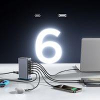 Многопортово GaN зарядно устройство 65W EU 4x USB-C 2x USB-A - small - 6