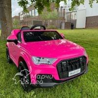 Акумулаторен джип Audi Q7 12V/7Ah  с меки гуми с Кожена... - 29