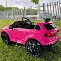Акумулаторен джип Audi Q7 12V/7Ah  с меки гуми с Кожена... - 30