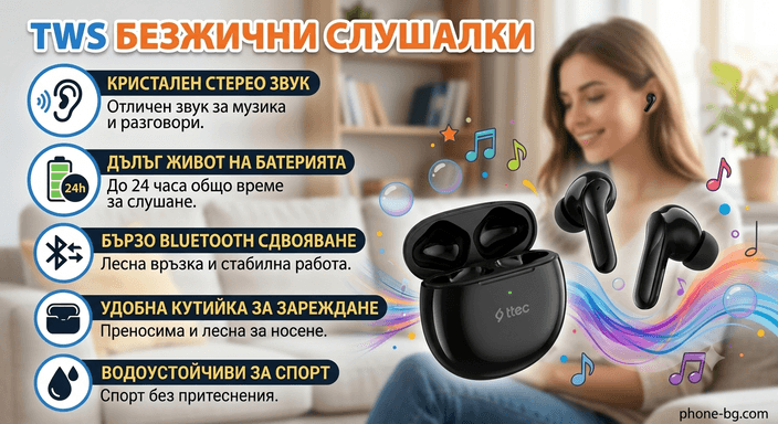 TWS безжични слушалки