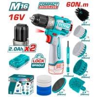 Акумулаторен безчетков винтоверт с четки TOTAL, 16 V, 2 x... - 1