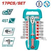 Комплeкт тресчотка и вложки TOTAL INDUSTRIAL, 1/2&amp;quot;, 17 части - 1