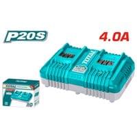 Двойно зарядно за Li-Ion батерии TOTAL Industrial, 20 V, 4 А - 1