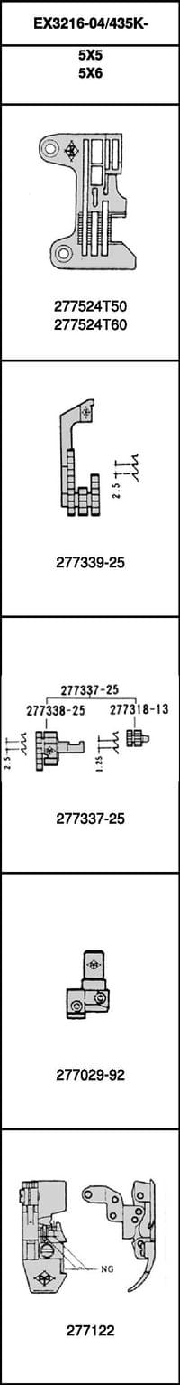 EX3216-04/435K-55 - Иглен комплект 5x5 = 277524T50... - 0