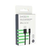 Dviced Cable USB-A to Lightning Nylon Textile 0,25m - Black - 2
