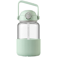 BUYDEEM Pop-Up Straw Glass Bottle 1L - 1