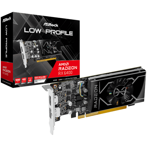 ASROCK Video Card AMD Radeon RX 6400 Low Profile 4GB - 1