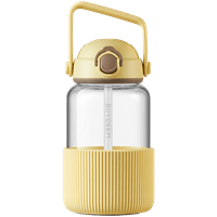 BUYDEEM Pop-Up Straw Glass Bottle 1L - 1