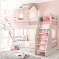 Двуетажно детско легло PINK HOUSE - дясно - 2 Двуетажно детско легло PINK HOUSE - дясно - 2